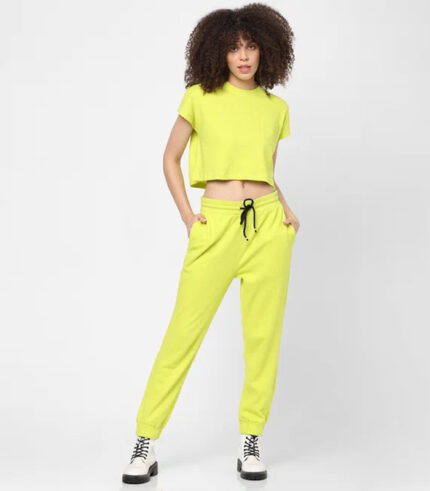 Green Cropped Co-Ord T-Shirt1